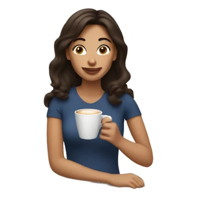 brunette woman drinking coffee sticker