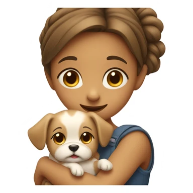Please create a girl who hugs her pet doggie. The girl has a cute face and so does the doggie. sticker