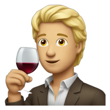 Blonde man with big chin drinking wine sticker