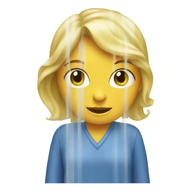 blonde woman peeking out behind shower curtain sticker