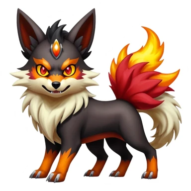 Shiny Gothic Exotic Punk’ish Cool Colorful Epic Futuristic Houndoom-Arcanine-Zorua-Torracat-Pokémon-Fakémon-hybrid-creature sticker