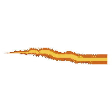 horizontal line of fire, extending left and right, orange and yellow sticker