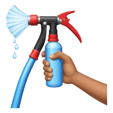 A hand holding a water hose and extinguishing the fire, no man sticker