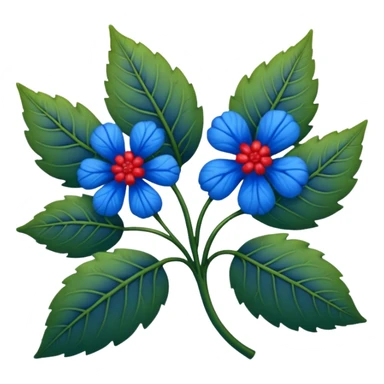 dull green leaves & red & blue flowers filigree design, leaf shapes, flower shapes, nature shapes, toxic nature, toxic plants sticker