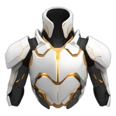 futuristic armored Omega Energy breastplate radiating omega energy sticker