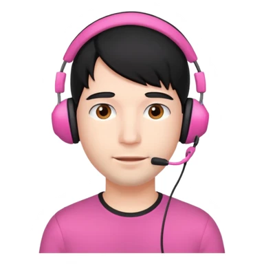 guy with black hair and pink headset sticker