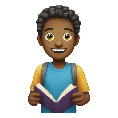 smiling boy with book outdoors sticker