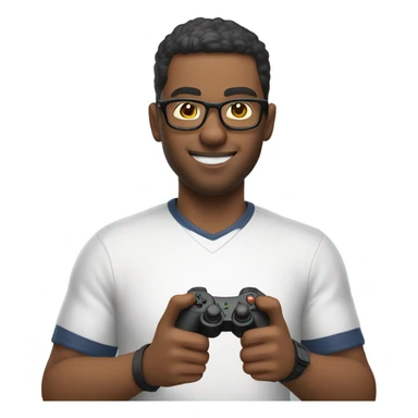 A guy with glasses holding a joystick in his hand sticker