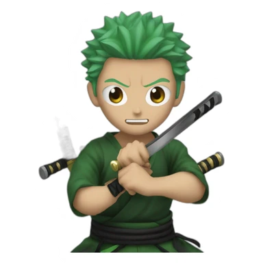 Realistique Rononoa zoro with his 3 katanas sticker