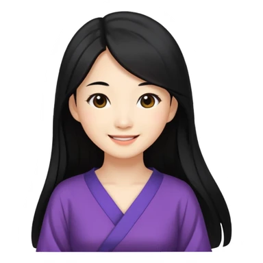 Asian women from japan wearing a dress with black long hair sticker