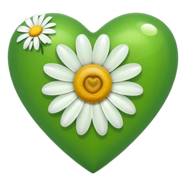 green heart with a daisy flower sticker