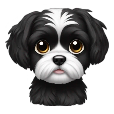 mostly black shitzu with some white sticker