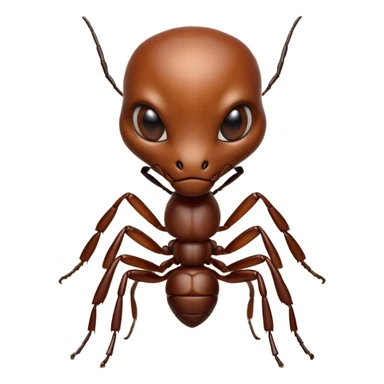 Cinematic Realistic Noble Ant Portrait Emoji, Poised and industrious, with a compact, meticulously segmented body covered in smooth, natural brown exoskeleton and focused, determined eyes rendered in lifelike detail, high shine, intelligent and resilient, styled with an air of urban diligence, focused and attentive, soft glowing outline, capturing the essence of a watchful and confident ant that appears ready to march out of the screen with unwavering authority! sticker