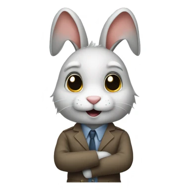 Rabbit dressed as helpful person sticker