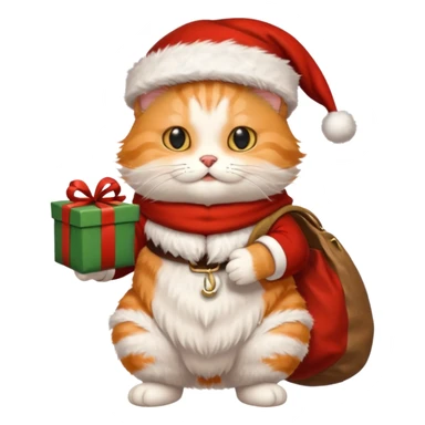 A cat dressed as Santa Claus and New Year 2026 sticker