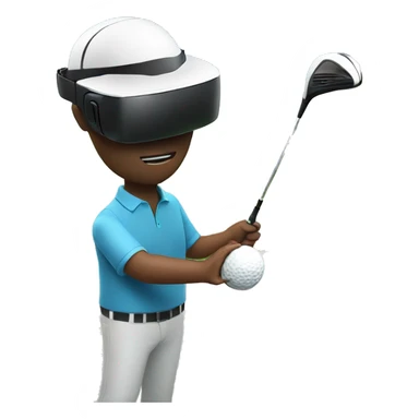 man playing golf with a vr headset on sticker
