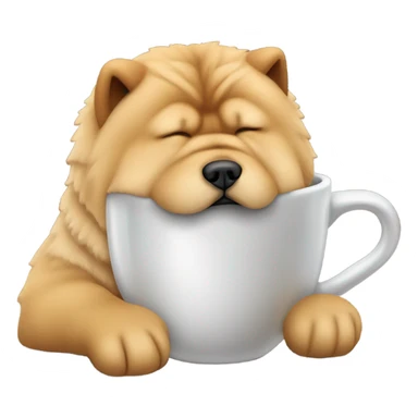 chow chow sleepy with mug coffee sticker