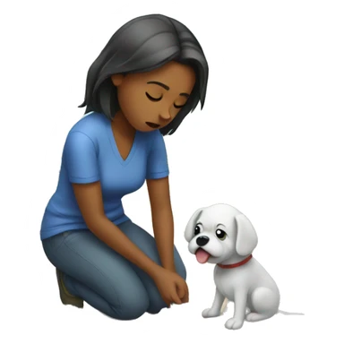 Frustrated girl picking up dog poop sticker