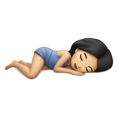 Coquette asian black hair girl sleeping  sticker