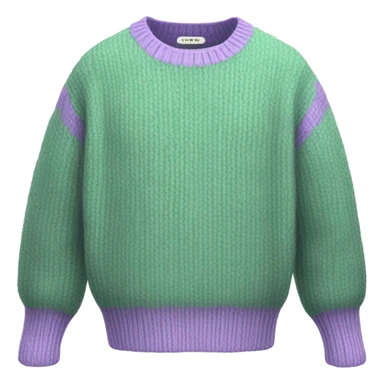 Lilac green cropped oversize wool sweater, isolated sticker