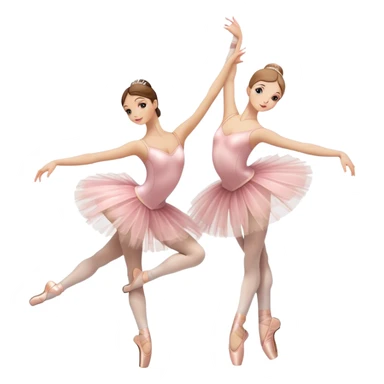 Humanless emoji for Ballet: close-up of key ballet attributes like a pair of pointe shoes, a tutu, and a ballet barre. The icon should capture the elegance and precision of ballet, with a focus on these iconic elements. Transparent background. sticker