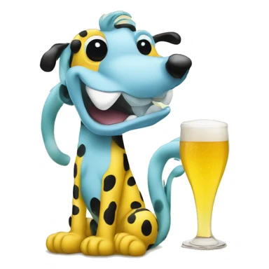 le marsupilami de la bd avec une bière a la main sticker