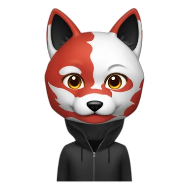 Programmer with Japanese red, black, whitekitsune mask sticker