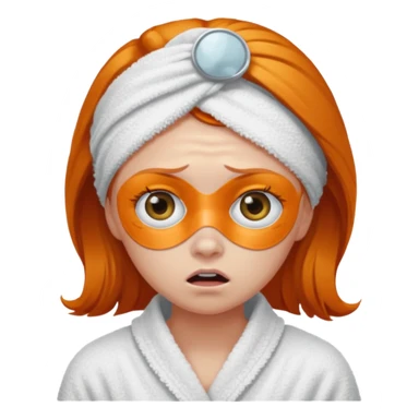 scared ginger girl with bath towels and eye patches sticker