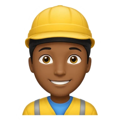 A man with dark skin tone, wearing a bright yellow cap, short black hair mostly covered by the cap, large brown eyes, and a wide smile. sticker
