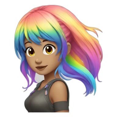Anime girl with rainbow hair sticker