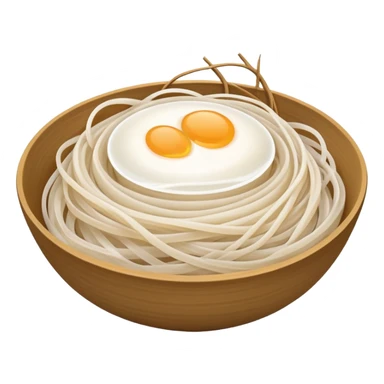 thin rice noodles semi-translucent soft white smooth glossy tangled nest or loose pile delicate strands natural curves light spacing no bowl sauce or garnish soft lighting emoji scale sticker