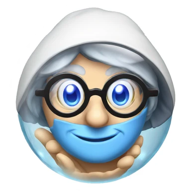 smart granny witch with glasses and blue hat in crystal ball sticker