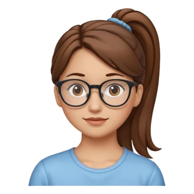 brown haired Ponytail Girl with Glasses sticker