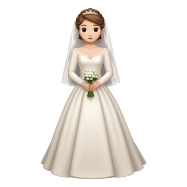 Chica blanca, ojos marrones,vestida novia, cuerpo entero, pelo castaño  recogido chirimbolos mangas largas sticker