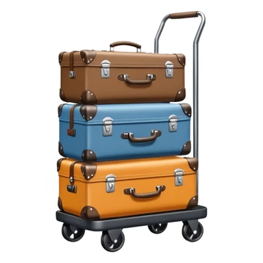 luggage on a baggage cart and the laggage color is diffrent  sticker