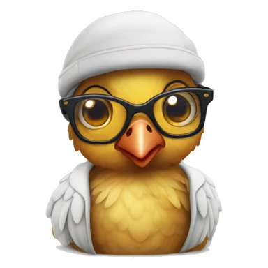 Poussin avec des lunettes et un coeur sticker