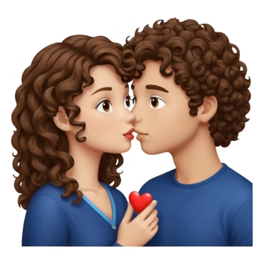 A girl with curly hair and a boy with wavy hair kiss sticker