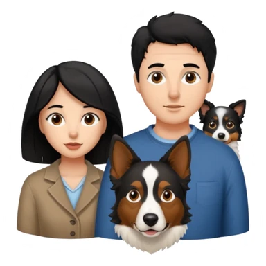 man and woman and Black colour hair Border collie with Brown eyes and a stout on the nose sticker