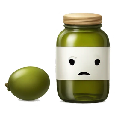 Olive oil in glass jar. no face sticker