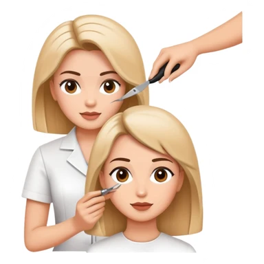 beauty salon instructor teaching a student how to cut hair sticker