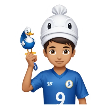 A 9 year old Iranian boy wearing an Al-Hilal kit posing with Donald Duck. sticker