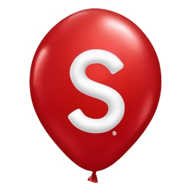 red Christmas balloon with white "S" logo sticker