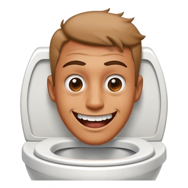 A man’s head inside of a toilet making a creepy smile sticker