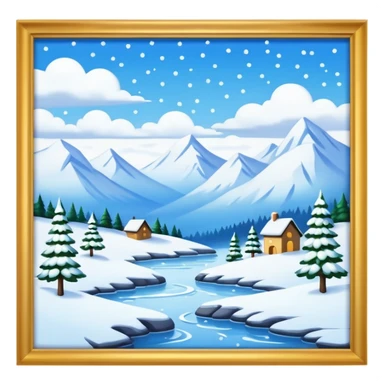 simple painting in a frame with snowing landscape sticker