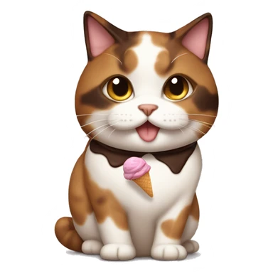 Fat calico cat with chocolate icecream sticker