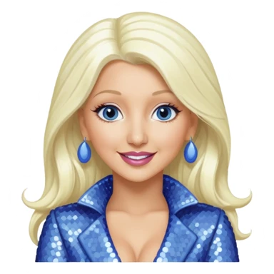 Christina Aguilera with long platinum blonde hair, periwinkle sequin outfit  sticker