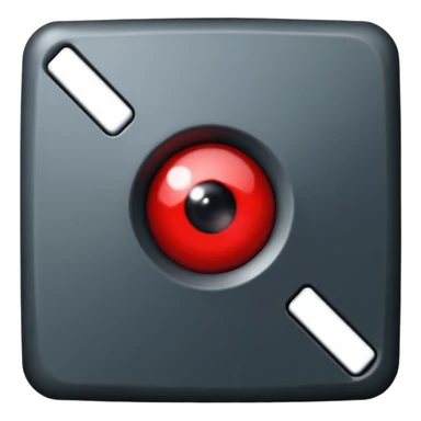 Show me a really dark grey square with a red flash on the side of it to look like a flashy eye and no other eye on the right side of the square. Add this to the head too. A domino hat that is from forsaken 1x1x1x1. sticker