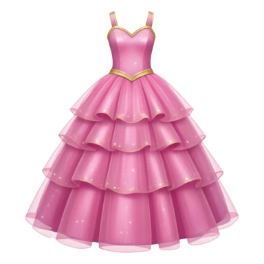 A pink glittering princess gown with layered tulle skirt.



























 sticker