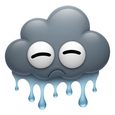 frown face emoji under raining cloud emoji sticker
