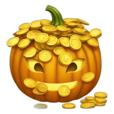 pumpkin filled inside with golden coins sticker